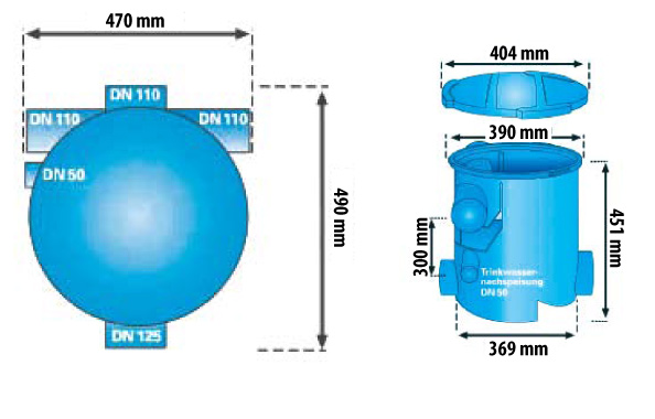 Podzemní průtokový filtr na dešťovou vodu VF1A