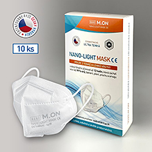 Česká nano rouška NANO LIGHT MASK ve tvaru respirátoru - 10 ks - bílá