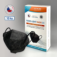 Česká nano rouška NANO LIGHT MASK ve tvaru respirátoru - 10 ks - černá